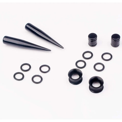 Starter Pack For Ear Stretching 50 Piece Kit With 14G To 00G Acrylic Tapers And Plugs Silicone Tunnels on white background