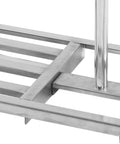 Close-up of Stainless Steel Telescopic Go To Lawn Leveling Rake With Long Handle; showing durable metal structure for garden use