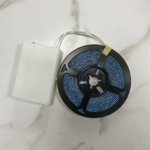 Battery Powered Led Strip Lights White With On Off Switch Self Adhesive Waterproof 9.8 Feet 90 LEDs Cuttable for various decor