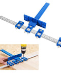 Pro Grade Cabinet Hardware Jig Kit Featuring Precision Drill Sleeves And Heavy Duty Mounting Template For Total Dead On Drawer Pull And Knob Installation Zero Sweat with adjustable blue steel chassis.