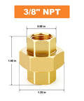 Durable Brass Union 3/8 NPT Female To 3/8 NPT Female Pipe Fitting For Plumbing And Hydraulic Lines Heavy Duty Connector