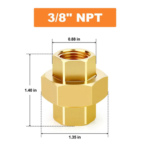 Durable Brass Union 3/8 NPT Female To 3/8 NPT Female Pipe Fitting For Plumbing And Hydraulic Lines Heavy Duty Connector