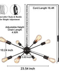 Diagram of Eight Light Plug In Sputnik Pendant Chandelier With On Off Switch Dope Black Modern Ceiling Light 16 Feet Cord