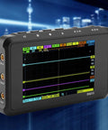DS213 Tablet Oscilloscope 4 Channel Handheld Digital Storage Scope Kit With 2 High Voltage Probes displaying waveform on screen