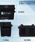 Built Like A Tank Group U1 Battery Box With High Flow Vents And Beefed Up Carry Bars For Lockdown Storage On John Deere Utility Xuv MGator Daily Drivers Lawn Tractors with internal dimensions shown