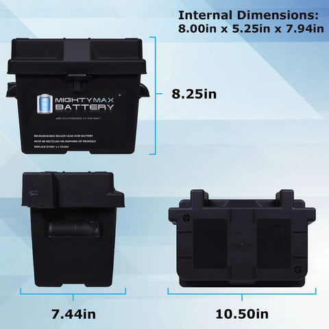 Built Like A Tank Group U1 Battery Box With High Flow Vents And Beefed Up Carry Bars For Lockdown Storage On John Deere Utility Xuv MGator Daily Drivers Lawn Tractors with internal dimensions shown
