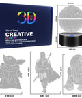 Four Pattern 3D Illusion Lamp With Sixteen Color LEDs Timed Remote Realistic 3D Night Light with sci-fi design plates.