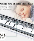 Close-up of 220kg capacity Beefy Extra Long Full Extension Drawer Slides 60 to 80 inches with steel ball bearings and quiet operation.