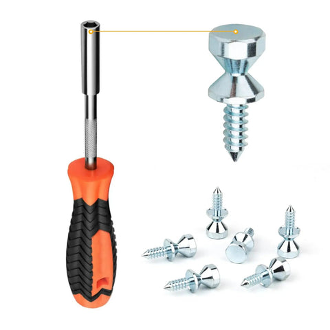 Heavy Duty Refrigerator Door Handlebar Mounting Screw Part 218755504 Shoulder Bolt Hardware with screwdriver and screws.