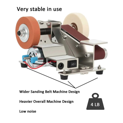 Mini Belt Sander And Electric Knife Sharpener Featuring A Snappy 15 Degree Bevel Plus 90 Angle Stand for stable usage and low noise.