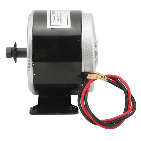 Side view of 24V 250W Brushed Motor For Electric Bike And Scooter Replacement Part with wiring visible
