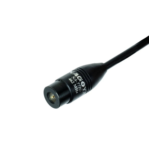 Close-up of SMA Male connector on 15.3 Inch GMRS Antenna With SMA Male Connector For BaoFeng And GMRS Radios 462 MHz Frequency Flexible Whip High Gain Up To 3 dBi Durable Signal Boost For Clear Long Range Communication