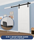 Bottom Floor Guide For Sliding Barn Doors U Shape Adjustable Stay Roller Flexible Fit Distance Flush Flat Bottom Design Wall Mount System For Doors And Cabinets 2 Pack Built Tough Steel With Black Powder Coat installed on white door.