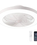Super Quiet Low Profile Ceiling Fan With Lights And Hassle Free Smart Remote Space Saving Flush Mount Fixtures For Bedroom Living Room Top Shelf White Design With Smooth Dc Motor with remote control and app display.