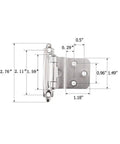 Dimensions of 2 Pack 3/8 Inch Overlay Cabinet Door Hinges Self Closing Matte Black Finish For Flush Mount Cabinets Cold Rolled Steel