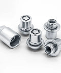 Lock Down Your Wheels With These Slick Chrome Wheel Lock Lug Nuts Set M12x1.5 showing five chrome lug nuts including keyed tool.