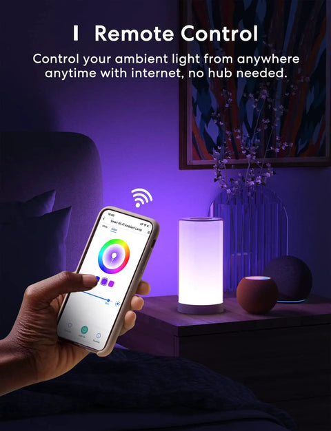Smart Table Lamp With Touch Control, Tunable White And Multi Color Lighting, Works With Siri, Alexa, HomeKit, SmartThings on bedside