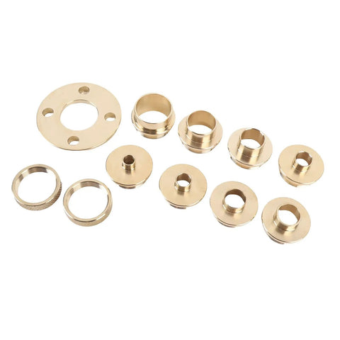 Built Dang Tough 11 Piece Brass Router Guide Kit featuring precision template bushings, showcasing solid brass router guide bushings.