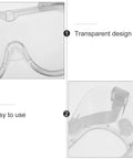 Tough As Nails Safety Goggles Featuring Antifog Coating And Impact Resistant Lenses, close-up of transparent lenses with adjustable strap.