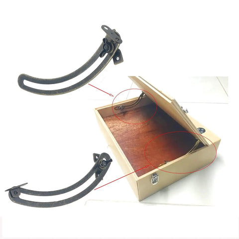 Bronze Lid Support Rods For Cabinets, 2 Pack Left And Right, installed in a wooden box for quiet close lids, 170 mm long.