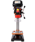 8 Inch Benchtop Drill Press With Laser Guide For Wood And Metal Crafting, front view showing durable construction and controls.