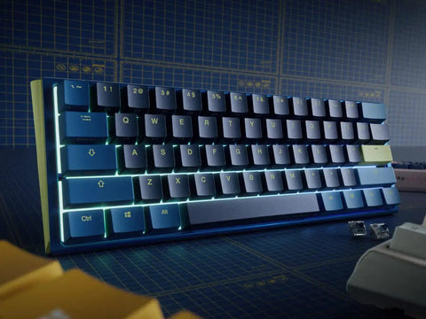 Kickass Sixty Percent Compact Mechanical Keyboard With Hot Swappable Top Tier Keys And Double Shot PBT Keycaps Dual Layer Sound Dampened Construction Plus Custom RGB Lighting For Daily Typing And Gaming Vibes That Totally Slam, showing illuminated keys and layout.