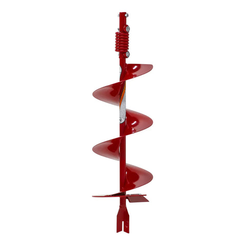 10 Inch Diameter 36 Inch Long Earth Auger With Fishtail Point And Flex Coil Shock Spring, durable steel and replaceable blades visible.