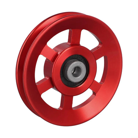 Cable Pulley Wheel Replacement For Home Gym Equipment With CNC Aluminum Pulley Block And 6202RS Quiet Bearing, Adjustable 75 To 114mm Workout Pulley Roller In Black And Red, High Strength AL6061 Build For Smooth, Quiet, Long Lasting Gym Repairs red aluminum pulley wheel with 6202RS bearing