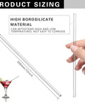 Long 12 Inch Glass Stirring Rod Set Of 8 With Round Ends, Flame Polished For Smooth Finish, 6 mm Diameter, Durable Glass Stir Sticks For Lab Mixing, Home Bar Beverages, Jars And DIY Crafts - 300mm borosilicate rod with cocktail use