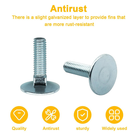 10-pack zinc-plated elevator bolts, 3/8-16 x 1-1/2, flat head with square neck, rust-resistant