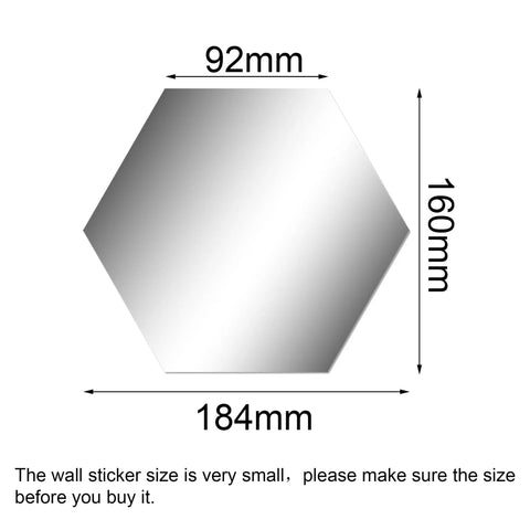 Hexagon Mirror Wall Stickers Set Removable Silver Acrylic Honeycomb Decals dimensions 184x160x92mm