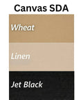 Color swatches showing wheat, linen, and jet black for the All Weather Golf Cart Canopy Cover With Sunbrella Fabric Easy Install.
