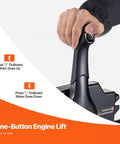 Side Mounted Outboard Remote Throttle Control Box With Power Trim Switch And Lanyard 16.3 Ft Harness in use.