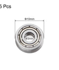 Front view of a 623ZZ deep groove ball bearing showing 3mm bore, 10mm OD, 4mm thickness, part of a pack of 25 for motors and HDDs.