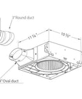 Technical diagram of Slim SLM70H No Frills Exhaust Bath Fan With Humidity Sensor, Energy Star Qualified, compact design.