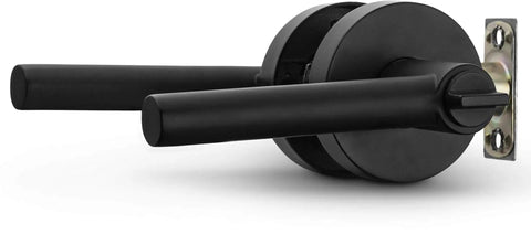 Heavy Duty Entry Lever Door Handle And Deadbolt Lock Set For Front Door Or Office Reversible Round Lever With Single Cylinder Keyed Entry Fits Right Or Left Sided Doors Iron Black Finish in side view