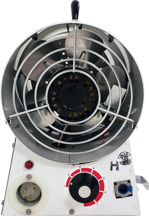 Pro Level Portable Natural Gas Heater delivering 125k to 170k BTU of raw heat with a visible fan and control dial.