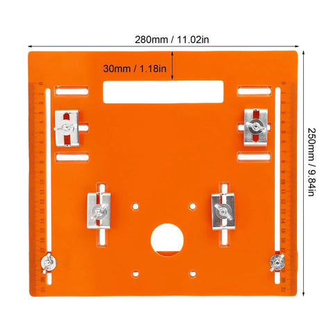 Pro Grade Aluminum Circular Saw Base Plate And Router Table Insert with quick release levers and accurate scale markings.