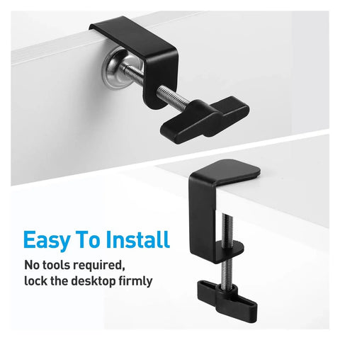 8 Piece Stainless Steel Desk C Clamps Set For Workbenches And Studio Desks, adjustable edge mount clamp on white surface