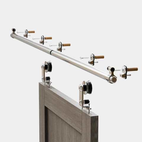Heavy Duty 5ft Stainless Steel Sliding Barn Door Track Kit With Quiet Glide Rollers For A Single Door Supports Up To 220 Lbs
