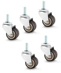 Silent Smooth Cruising Swivel Caster Wheels With Solid Stainless Brackets M12x25mm Threaded Stem Heavy Duty Tpe Rubber Replacement Office Chairs Set Of Five displayed in a set of six.