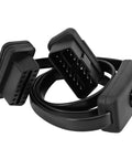 Must-Have OBD II 16 Pin Extension Cable With Switch, 0.6M 2Ft, 90 Degree Right Angle, Male to Female Diagnostic Extender