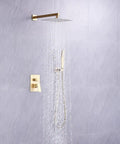 Dope Brushed Gold 10-Inch Rainfall Shower System With Wall Mounted Rain Head And Handheld Combo Rough-In Valve Body And Trim Included