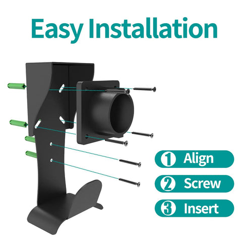 EV Charger Wall Mount Holder For SAE J1772 Cord Organizer with installation screws and guide for easy setup.