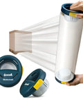 Stretch Wrap Dispenser With Brake And Comfort Grip for pallet wrapping, ergonomic handle for shrink film, 3 inch core fit.