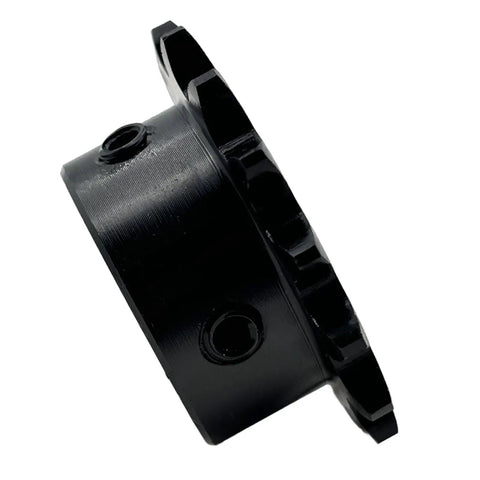 Side view of 35B15 Type B Roller Chain Sprocket Five Eighths Inch Bore 15 Teeth ANSI 35 Hardened 1045 Steel Rust Resistant