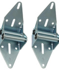 Beefy Heavy Duty Garage Door Hinges 14-Gauge Steel With Galvanized Finish Direct Replacement Pair Durable Rust-Resistant Hinges For Sturdy Door Support Ideal For Heavy Doors And Quick Easy Install. Pair of galvanized steel garage door hinges, size 3, shown front view