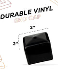 2 Inch Square Tube End Caps For Black Metal Tubing, Flexible Plastic Hole Plugs, Impact Resistant Vinyl Cap 2x2"