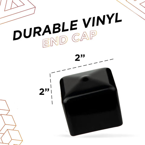 2 Inch Square Tube End Caps For Black Metal Tubing, Flexible Plastic Hole Plugs, Impact Resistant Vinyl Cap 2x2"