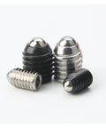 15 Piece M8 Ball Spring Plunger Hex Socket Set Screws Crafted From Premium Stainless And Carbon Steel in black and silver colors.